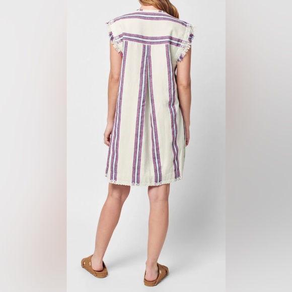 Faherty Baja Beach Tunic Dress in French Rose Baja Stripe Sz M Coastal Beachy - Picture 3 of 15